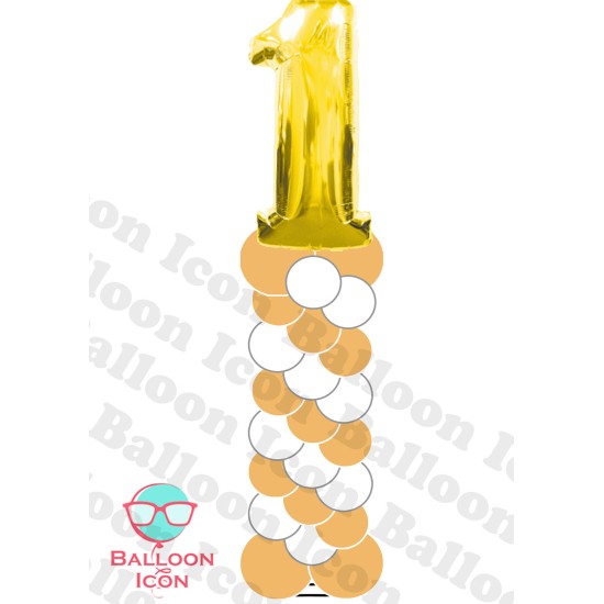 C000014 Gold Number Balloon Column
