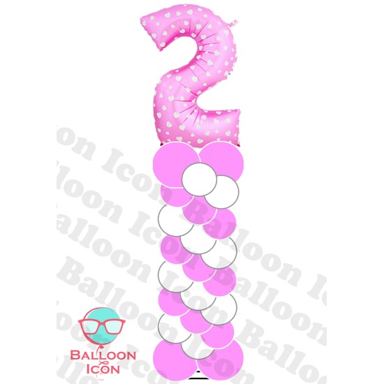 C000016 Pink Number Balloon Column