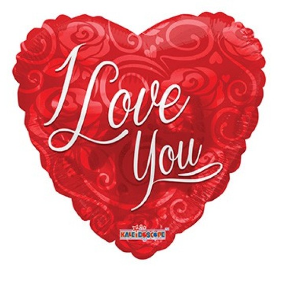 15423-18     18" I Love You Roses Pattern Balloon 我愛你心形玫瑰鋁膜氣球