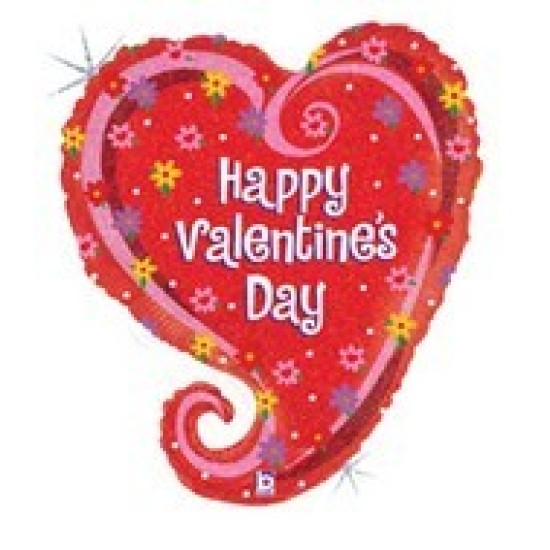 Swirly Heart Valentine Mylar Balloon