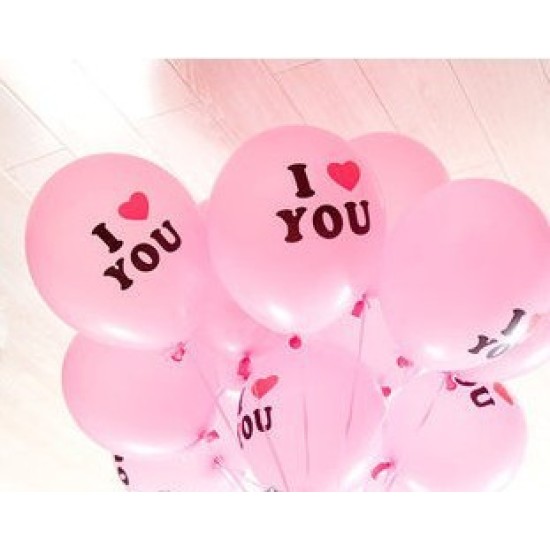 PILOVEU      12" Latex I LOVE YOU balloon (pink)