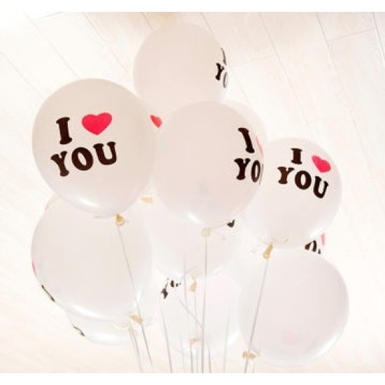 W1018      12" Latex I LOVE YOU balloon (white)