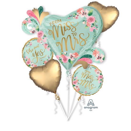38694  Bouquet From Miss to Mrs. Mint to Be Foil Balloon