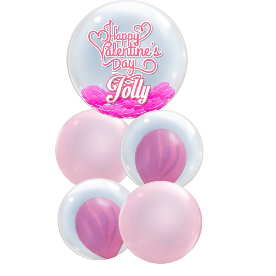 LB005 Happy Valentine’s Day Heart Bubble Balloon Bouquet 情人節快樂心心相印氣球套裝