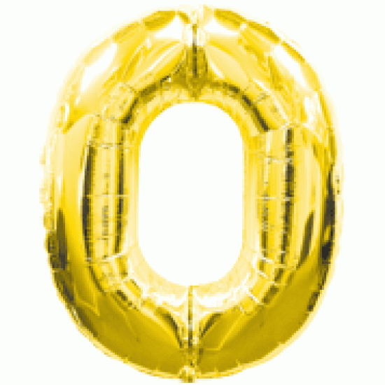 14" Gold Number Foil Balloon 0 金色細數字鋁膜氣球0字