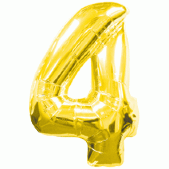 14" Gold Number Foil Balloon 4 金色細數字鋁膜氣球4字