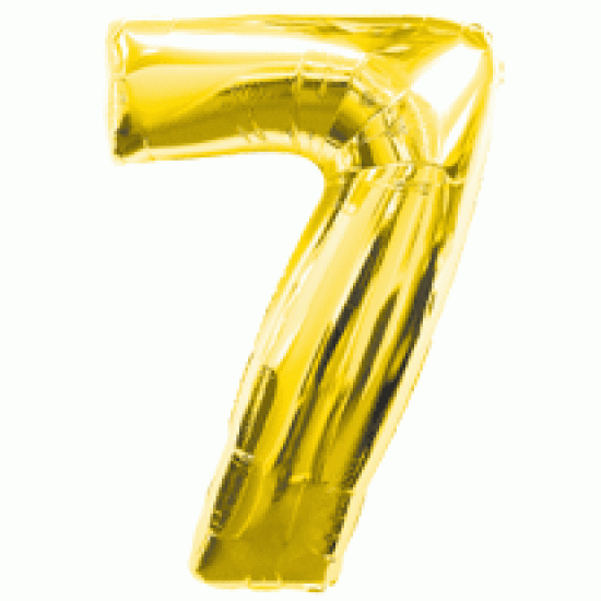 14" Gold Number Foil Balloon 7 金色細數字鋁膜氣球7字