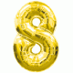 14" Gold Number Foil Balloon 8 金色細數字鋁膜氣球8字