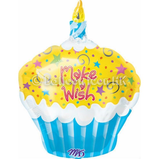 12684   18吋生日許願黃色小蛋糕鋁膜氣球