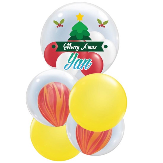 BC005AChristmas Holly Bubble Balloon Bouquet 聖誕果子全水晶氣球套裝