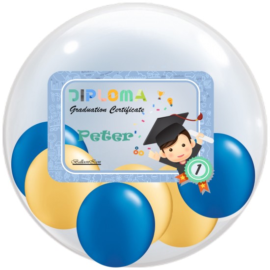 P004A 淺藍相框畢業水晶氣球