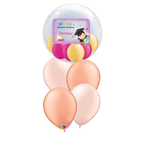 PB004BC 淺粉紅相框畢業水晶乳膠氣球束