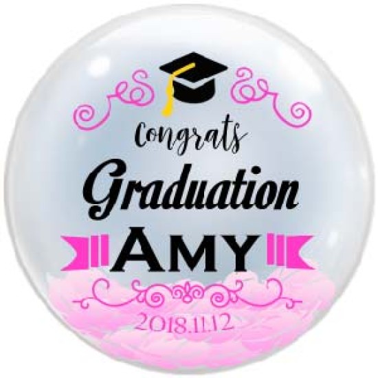 T051 粉紅畢業水晶氣球